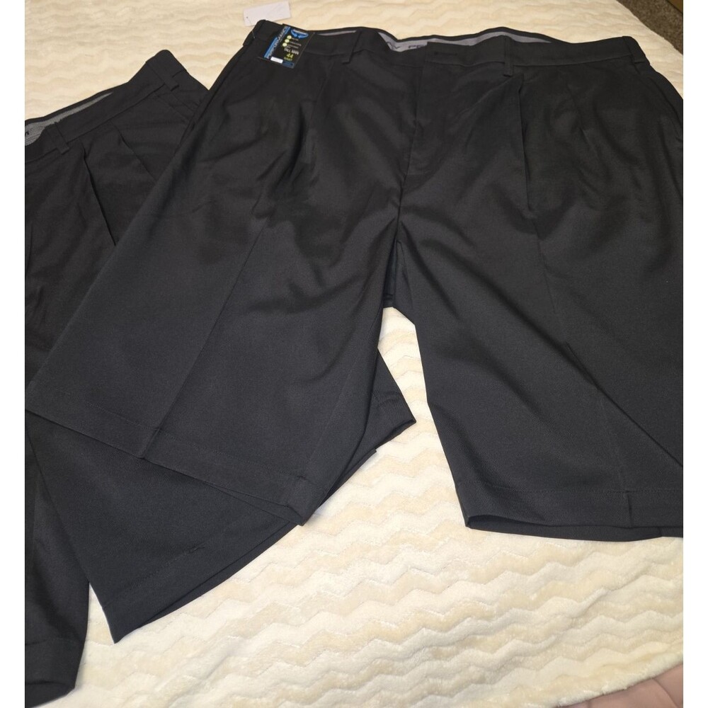 Roundtree & Yorke 2 PR Performance Pleated Shorts Chino Men Black Golf Work 44T